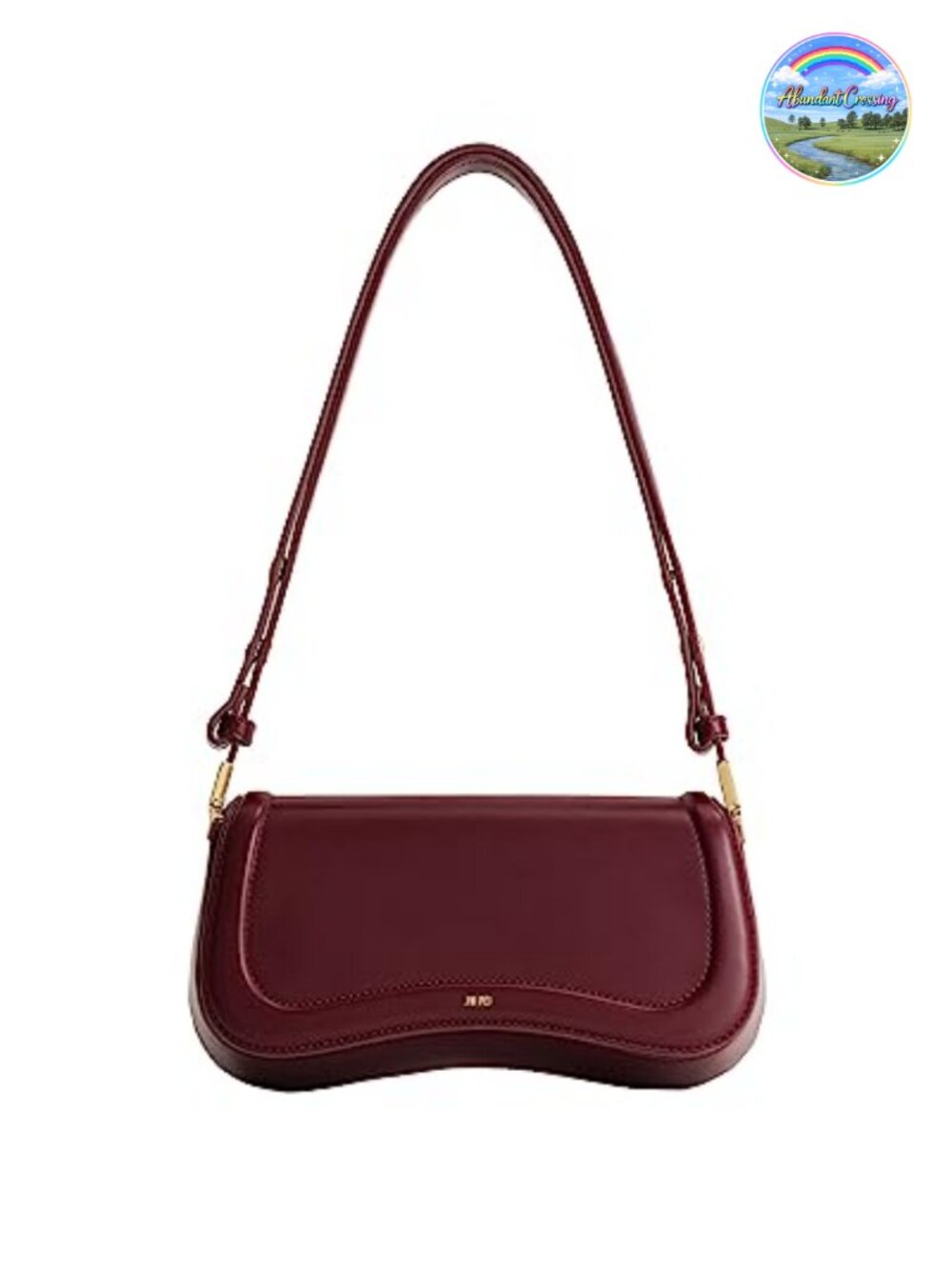 Vegan Leather Baguette Shoulder Bag with Gold-Tone Hardware